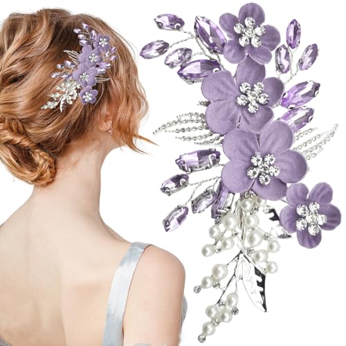 Pinza para cabello con diseño floral y perlas miniatura 1