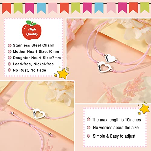 UNGENT THEM Matching Heart Mother Daughter Bracelets Back to School Bracelet First Day of School Gift3