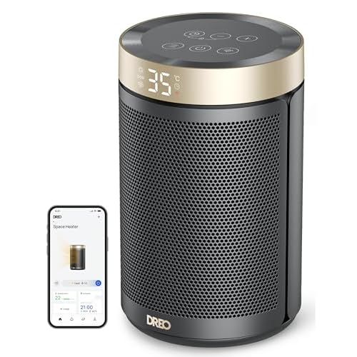 Dreo Smart Electric Heater, 1500W Energy Efficient Space Silent Room Heater, Portable Ceramic Fan Heaters, Thermostat 3 Modes 12H Timer, Overheat & Tip Over Protection, for Bedroom, Works with Alexa