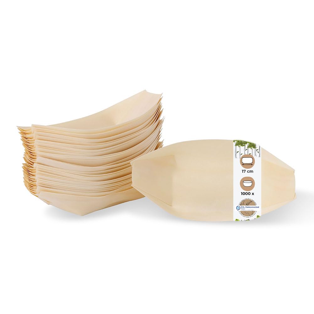 BIOZOYG 1000x barchette finger food monouso in legno 17 cm - ciotoline per aperitivo naturale e moderno - ciotole aperitivo, bicchierini finger food