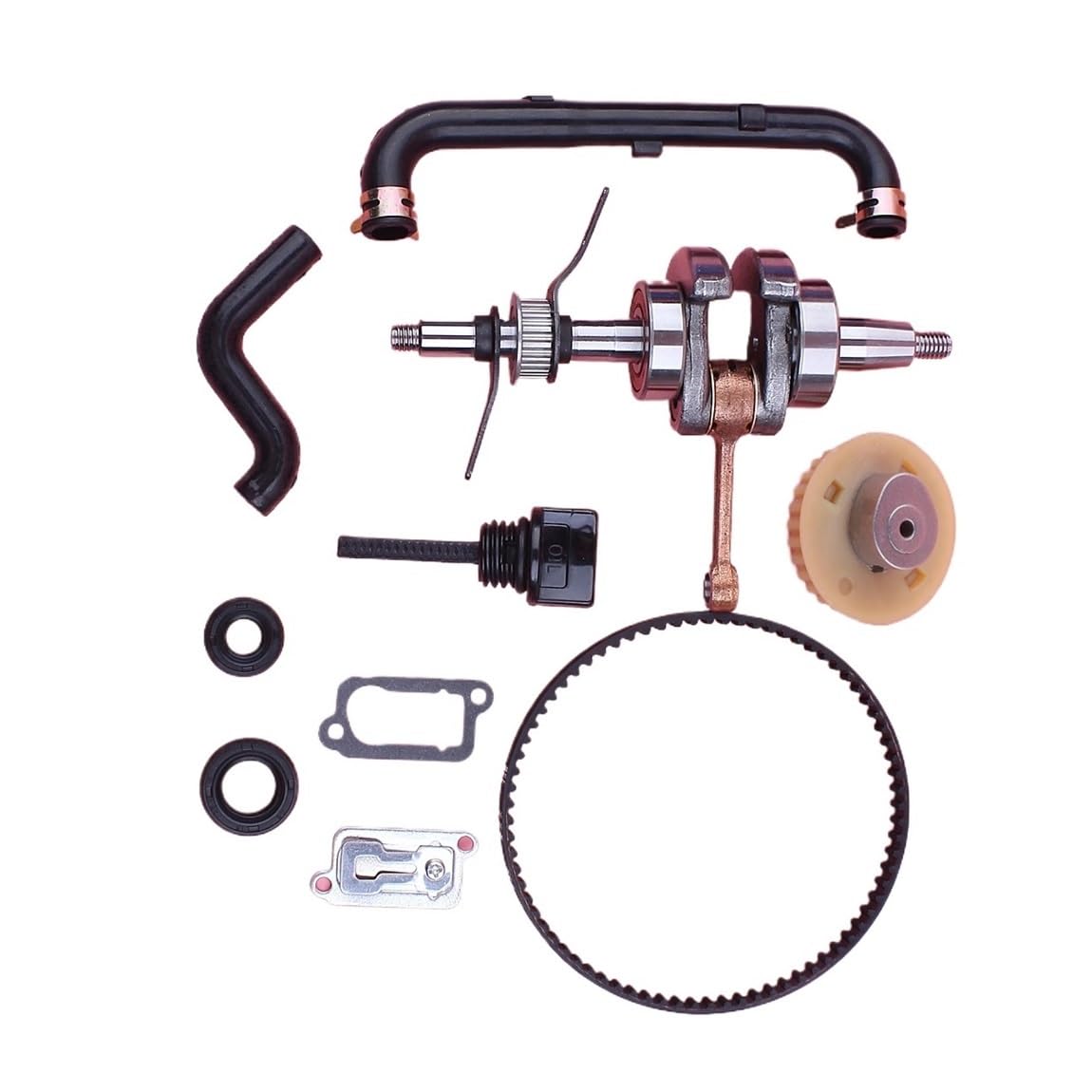 Cigüeñal árbol de levas polea Engranaje Correa de distribución Sello de Aceite Apto for Honda GX35 35cc 4 Tiempos cortacésped Tubo de ventilación Varilla de Nivel