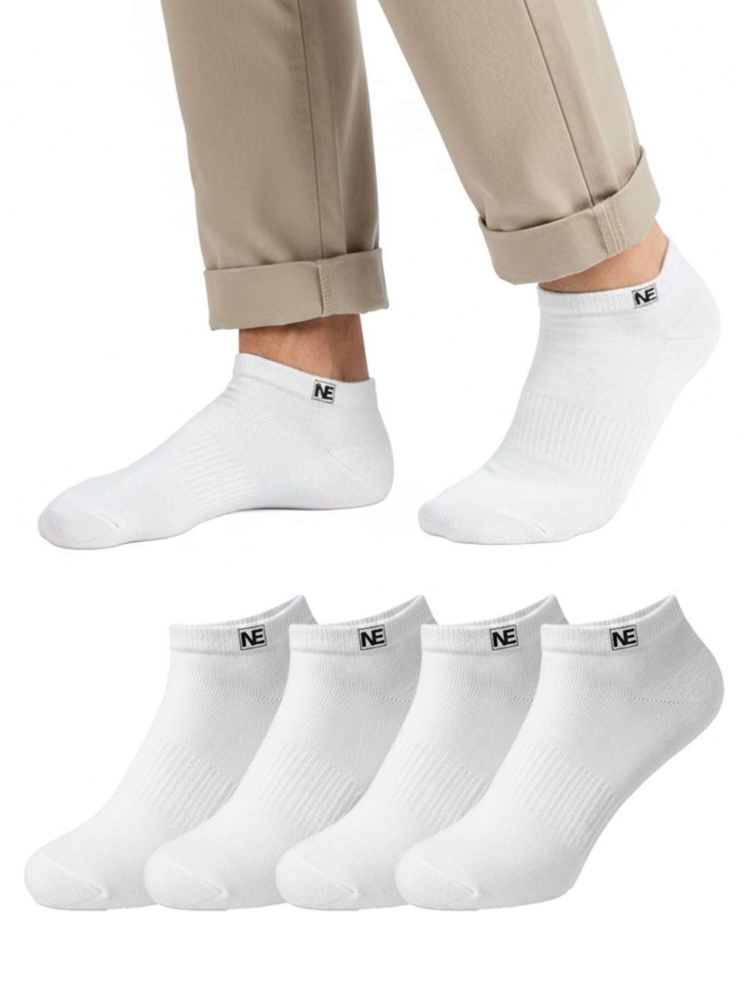 Sports White Pack of 5 Unisex Low-Cut Ankle Soft Cotton Socks Combo for Daily Use | Lightweight, Breathable, Sweat-Absorbing & All-Day Comfort-image-24
