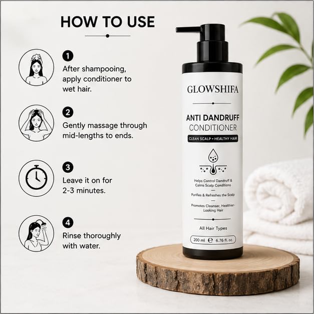 Glowshiifa Conditioner, Anti Hair Fall, Frizz-Free, Boosts Hair Growth, All Hair Types, 200 ml (Anti Dandruff Conditioner) 2