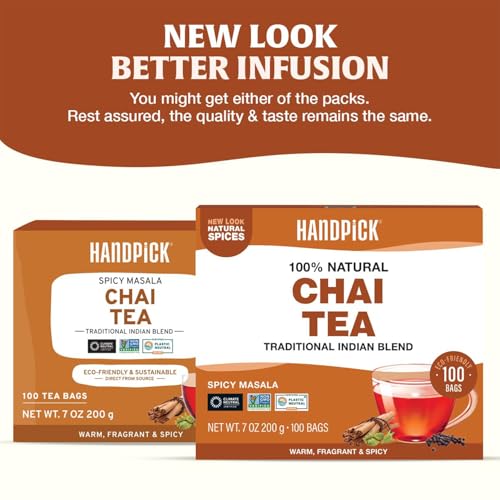 Image of HANDPICK Masala Chai Teabags (100 Count) Robust & Aromatic Authentic Chai