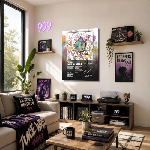 Image of Juice WRLD Canvas Wall Art, Rapper Collage Poster Print, Hip Hop Music Artwork for Bedroom Studio Gaming Room Decor, Vibrant Album Cover Picture Print Framed Music Wall Painting 24X30