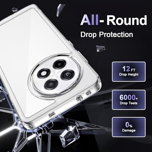 Image of Case for OnePlus 13R 5G, Military Grade Drop Protection Phone Case, Yellowing Resistant, Anti-Scratch Hard PC Back, Shockproof Hard Ultra-Thin Protective Cover, Clear