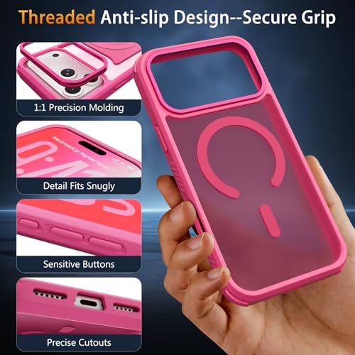ZOYTONE Magnetic for iPhone 17 Pro Case, [Compatible with Magsafe] [Military-Grade Protection], [Translucent Matte] Anti-Scratch Back, Non-Slip, Shockproof Protective Phone Cover 6.3", Hot Pink by ZOYTONE - Used condition - Image 5