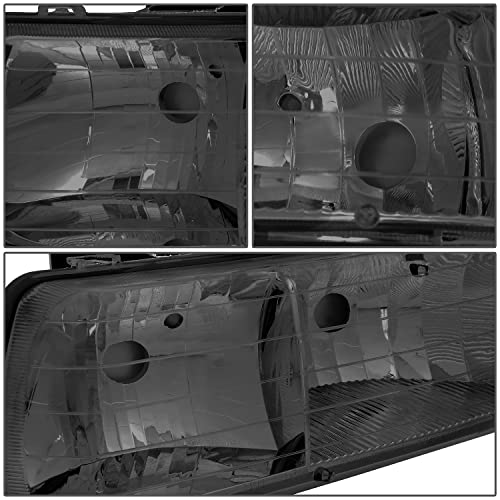Image of DNA MOTORING OEM Replacement Headlight Housing Assembly Compatible with 99-02 Silverado 00-06 Suburban /Tahoe Bottom Bumper Lights Fit OE Grill, Smoked Lens /Amber, HL-OH-CS99-4P-SM-AB