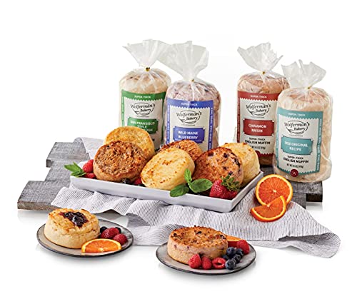 Wolferman's Favorite Flavors English Muffin Sampler, Breakfast Gift, Toasted, Gourmet, Muffins