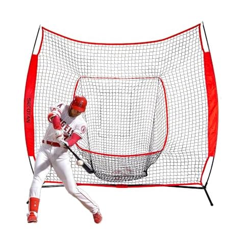 Secotan Baseball & Softball Practice Net - Portable Hitting and Pitching Net with Carry Bag and Metal Frame for All Skill Levels and Kids (7ft x 7ft) Cover