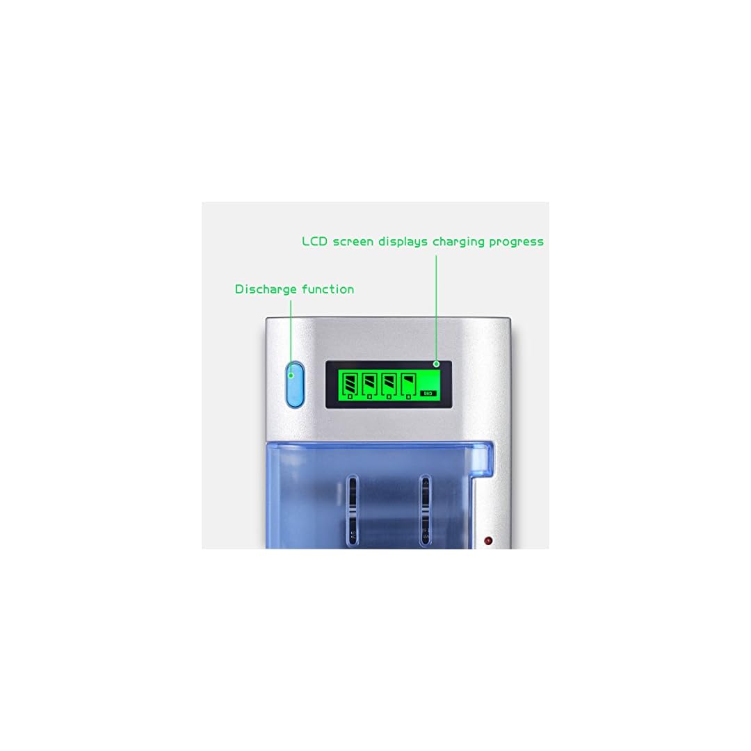 BONAI LCD Smart Battery Charger for C D AA AAA 9V NiMH NiCD Rechargeable Batteries with Refresh Function