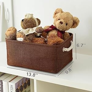 TheWarmHome Storage Basket Fabric Storage Bin Shelf Basket Dog Toy Storage Basket Baby Storage Basket Canvas Storage Basket for Home, Shelf, Closet(Brown-3 Pack, 13.8L×9.8W×6.7H) TheWarmHome Storage Basket Fabric Storage Bin Shelf Basket Dog Toy Storage Basket Baby Storage Basket Canvas Storage Basket for Home Shelf ClosetBrown 3 Pack 138L98W67H