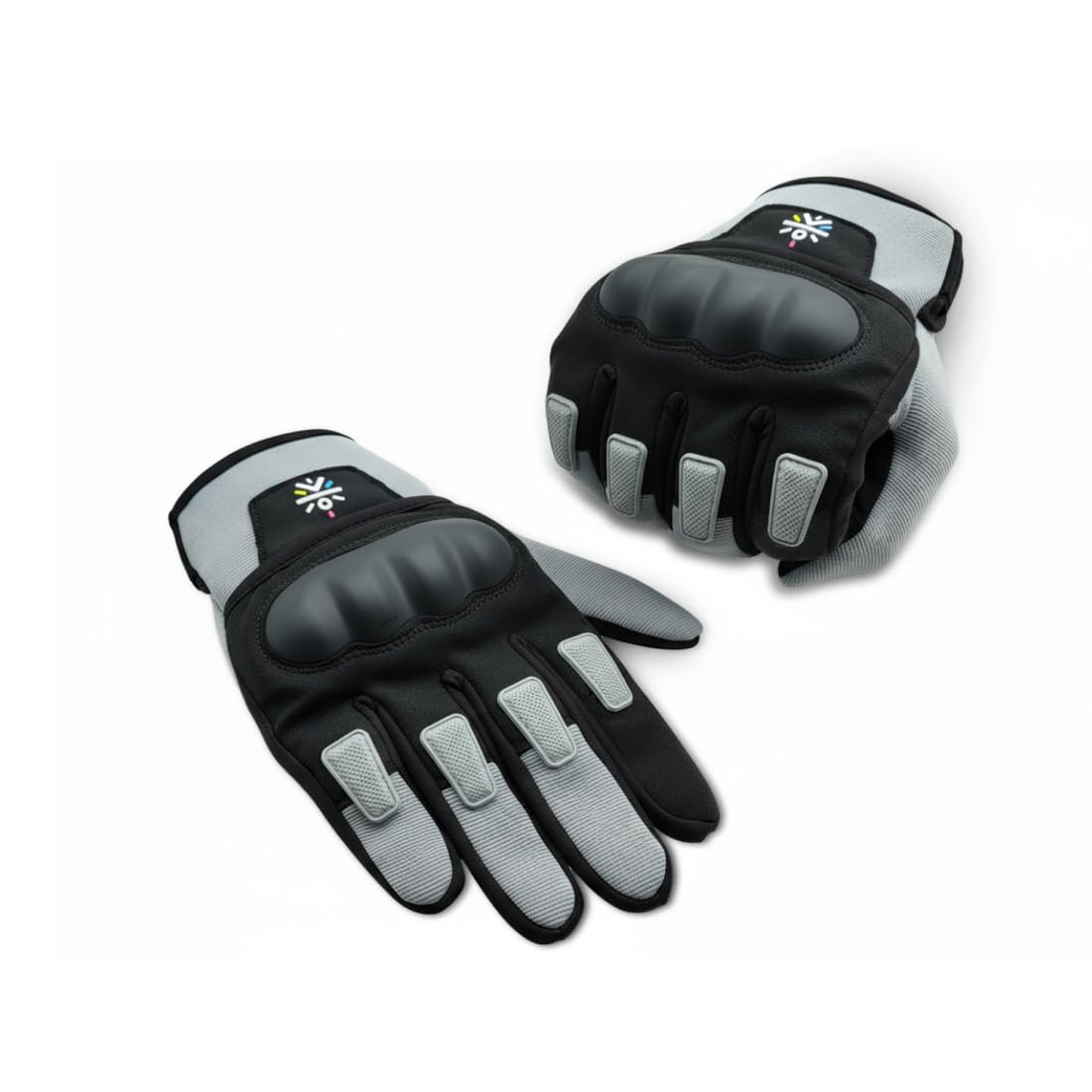 CULT Rider Bike Gloves Grey/Black - Full Finger Motorcycle & Cycling Gloves with Anti-Slip Grip, Breathable Fabric & Comfort Fit