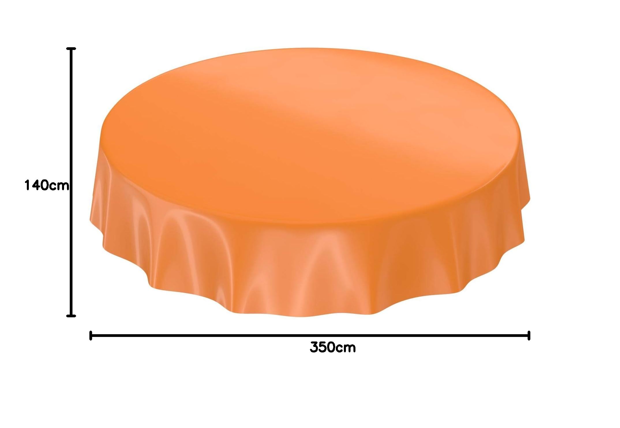 Anro - Mantel de hule lavable de color liso brillante, toalla, naranja, Schnittkante 350 x 140cm