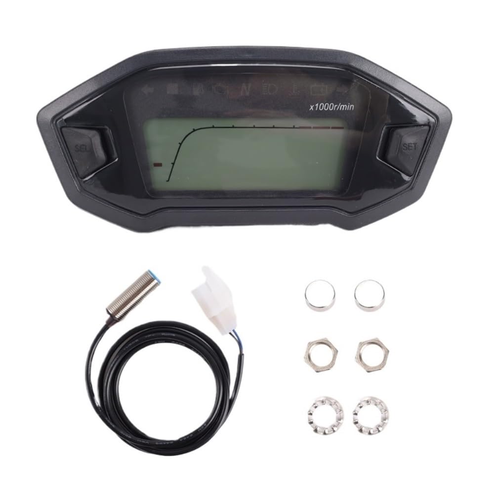 Cuentakilómetros digital para motocicleta, tacómetro universal, retroiluminado, para motocicletas de 10000 rpm, para vehículos de 2 a 4 cilindros.