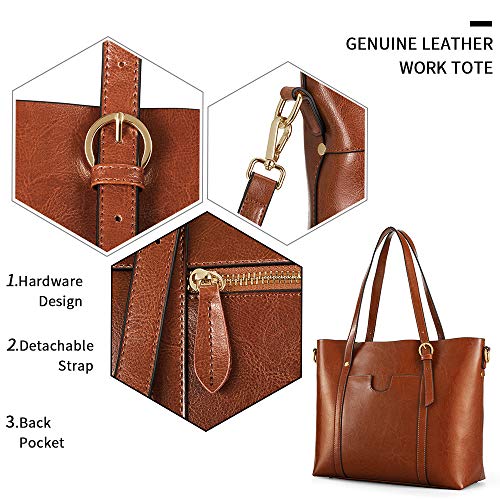 Kattee Genuine Leather Women Tote Bag Soft Handbags Vintage Shoulder Purses Fashion Top Handle Bag Large Capacity4