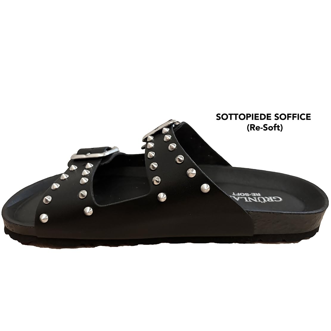 Grunland ciabatte con borchie donna STELLA DARK sandali ecopelle doppia regolazione con sottopiede anatomico RE-Soft