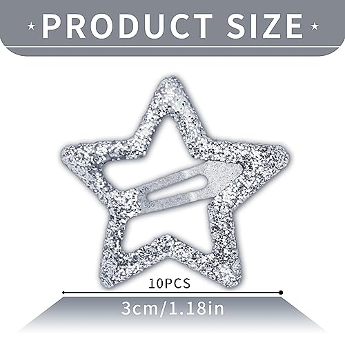 10 Pinzas de Pelo de Metal Brillantes para Niñas y Mujeres - Clips de Estrella Y2K 2000s y Accesorios Antideslizantes para Cabello Fino y Grueso miniatura 2