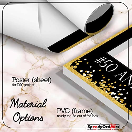 Fifty & Fabulous Photo Booth Frame, 50Th Birthday Decorations, Personalized Black And Gold Glitter Selfie Frame, Custom Photo Booth Props, 20Th, 30Th, 40Th Birthday, Party Supplies Sizes 36X24, 48X32 #TOP3