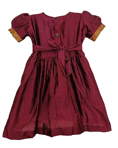 Girl's Indian Traditional Ethnic Wear Reshim Cotton Nath Khan Frock2