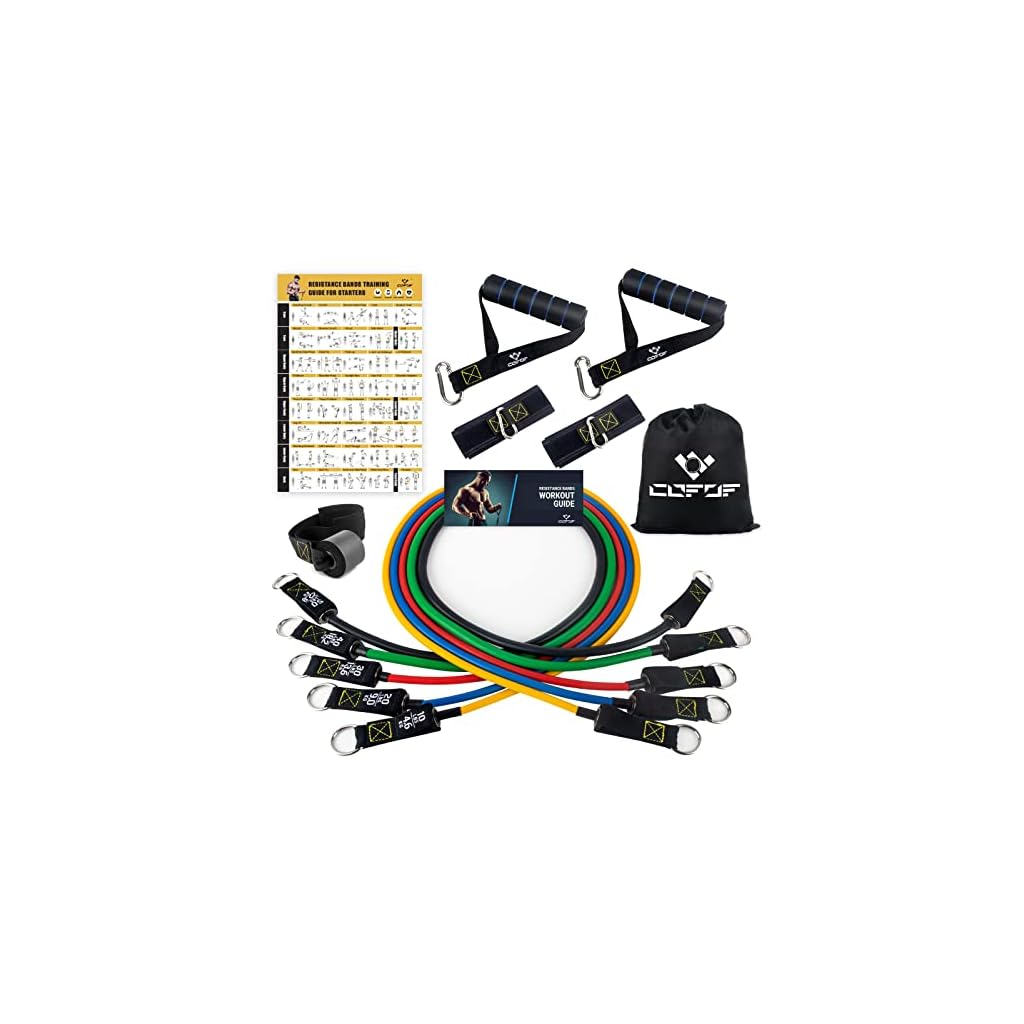 COFOF-Resistance-Bands-Set-with-Handles-Exercise-Bands-Workout-Bands-Fitness-Bands-with-Door-Anchor-Legs-Ankle-Straps-for-Resistance-TrainingPhysical-TherapyHome-Gym-Workout