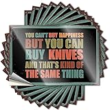 Divertida pegatina para parachoques con texto en inglés «You Can't Buy Happiness But You Can Buy Knive» (color: color, tamaño: 8 x 12 cm)