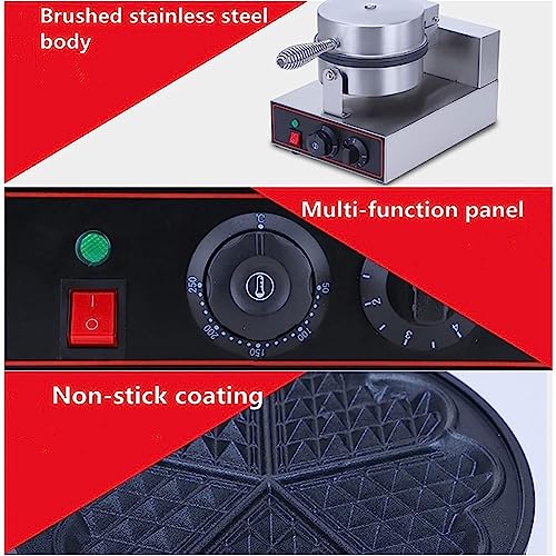 Macchina per waffle, 1200 W, antiaderente, elettrica, professionale, con controllo della temperatura e del tempo, ideale per panetteria, casa, cucina e ristorante.,