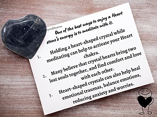 Image of Iolite Crystal Heart Palm Pebbles Stones for Anxiety Stress Relief Massage - AAA Grade Original Healing Gemstone Agate Heart Palm Stone for Yoga Meditation Spiritual
