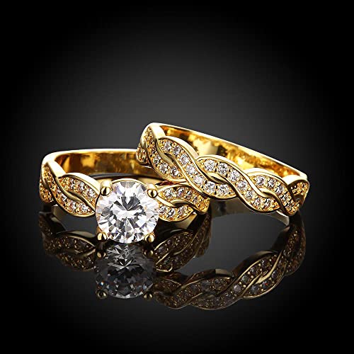 Wedding Ring Sets for Women 1ct aaa Cz Yellow Gold Plated Engagement Ring Sets3