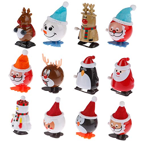 LOCOLO 12Pcs Christmas Wind Up Toys Xmas Clockwork Toy Party Favors for Kids New Year Party Gifts - Thumbnail 5