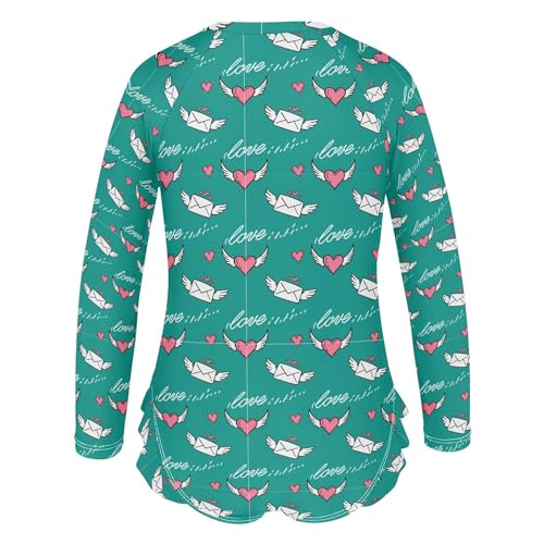 Envelope Love Wings Girls Long Sleeve Rashguard Swimsuit UV Protection One-Piece Swimwear Bathing Suit B04046163