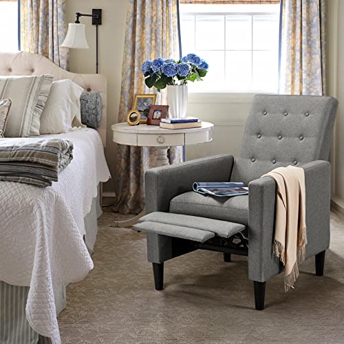 Yaheetech Fabric Recliner Chair Adjustable Single Recliner For Living Room Sofa With Thicker Seat Cushion Tufted Upholstered Sofa With Pocket Spring For Living Room Bedroom Grey #TOP6