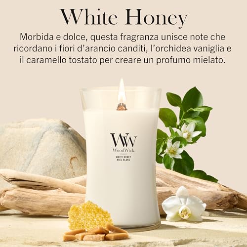 WoodWick Candela profumata | Candela a clessidra grande | White Honey | Regali perfetti per donne - Immagine 1