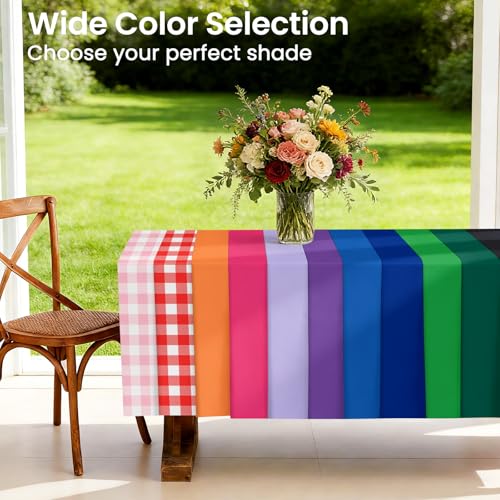 Image of LANLISA 4 Pack Lavender Plastic Tablecloth, 54 x 108 Inch Rectangle Table Cloth Disposable, Easter Party, Decorative Tablecloths, Light Purple, Pastel, Lilac Plastic Cover