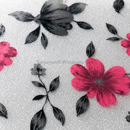 Image of Self Adhesive Window Privacy Film for Glass Windows & Doors | UV Blocking, Heat & Glare Reduction | Decorative Frosted Glass Film Easy to Apply (Pink, Black & Frosted White, 24X100 Inch)