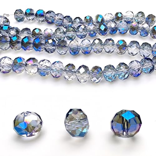 Image of 2mm Rondelle Glass Beads for Jewelry Making, Faceted Briolette Crytal Spacer Beads for Bracelet Necklace Earring, Translucent Blue 1200pcs