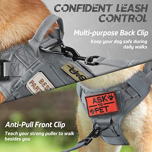 Rabbitgoo Tactical Dog Harness For Large Dogs, Heavy Duty Dog Harness With Handle, No-Pull Service Dog Vest Large Breed, Adjustable Military Dog Vest Harness For Training Hunting Walking, Grey, Xl #TOP2