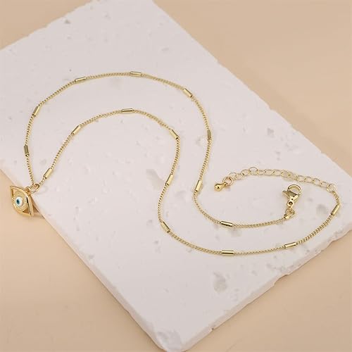 Miniatura 6 de Collar contra el mal de ojo para mujer, chapado en oro de 18 quilates, collar de ojo turco con colgante de oro para niñas