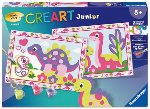 CreArt Junior Ravensburger 12023213 – Kit de Peinture par Numéros Dinosaures Colorés - vue 2