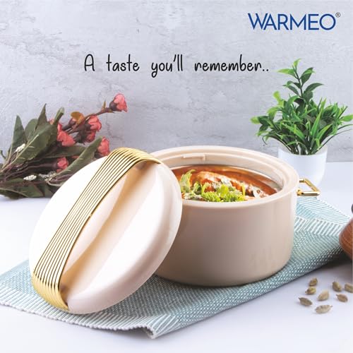 Image of WARMEO Majestic Inner Stainless Steel Casserole 1200ml Ivory | PU Insulated | BPA Free | Food Grade | Easy to Carry | Easy to Store | Chapati | Roti | Curd Maker