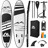 Sup Tabla Paddle Surf Hinchable - AKASO Stand Up Paddle Board de 305x81x15 cm Capacidad 150KG, Kit Completo de Surf ISUP para Adultos Adolescente, Negro, IO01