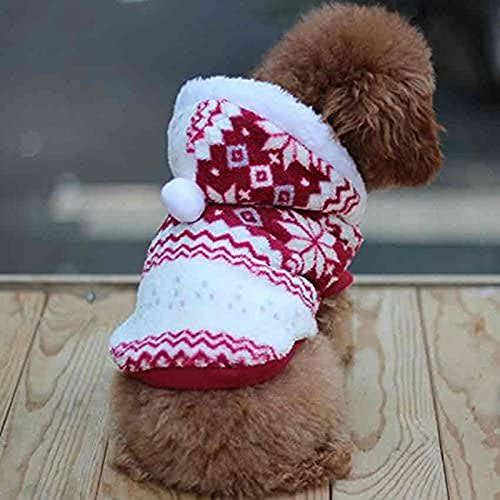 SAMGU Vêtements de Noël Hoodie Pull Manteau en Velours à Capuche pour Chien Motif Flocon de Neige Veste Gilet Color Rouge Size Large – Image 3
