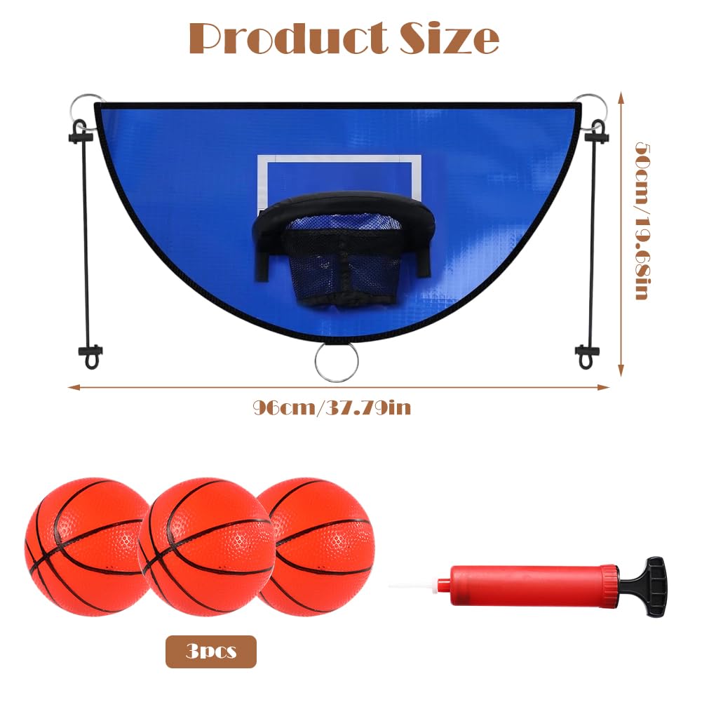 Trampolín Canasta de Baloncesto Mini Accesorio Universal con Borde de Arranque 3 Pelotas para Niños y Adultos