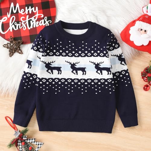 Kids Girl Boy Holiday Christmas Tops Long Sleeve Blouses for Kid Crew Neck Sweater Cute Crochet Warm Knit Shirts2