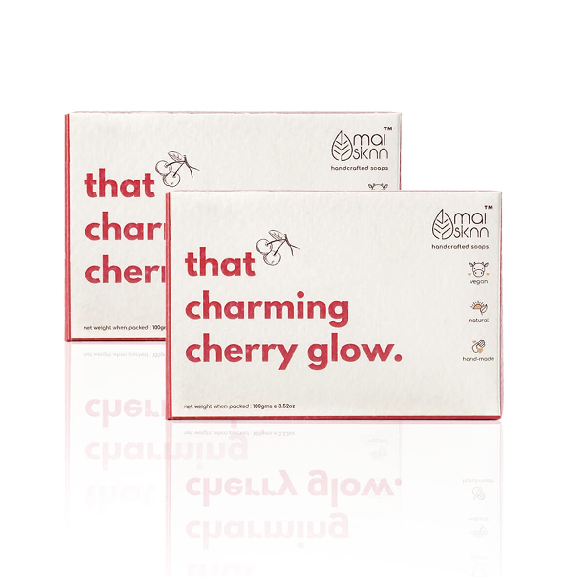 MAI SKNN Cherry Blossom Scrub Handmade Artisanal Soap Bar, 100gm | That Charming Cherry Glow | Vegan | Cold Processed | Luxury | All Natural Ingredients for Perfectly Clean Skin (Pack of 2)