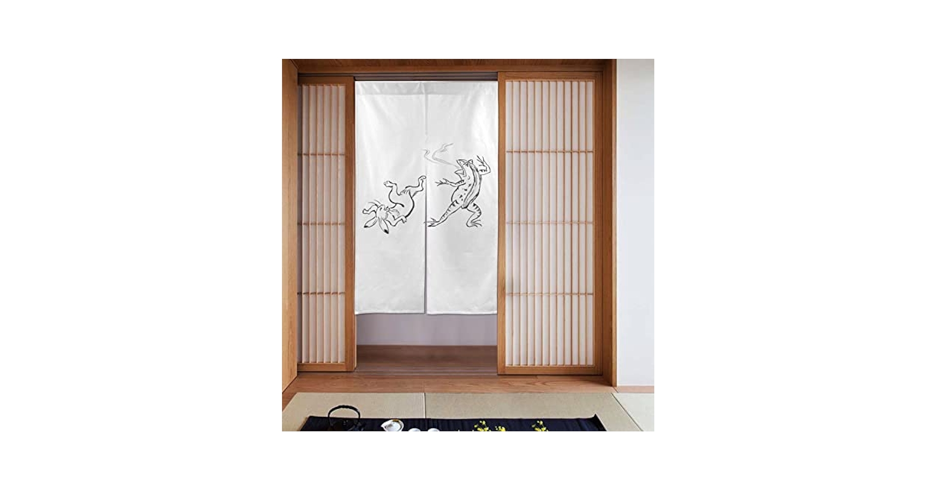 Leon 様 オーダー 暖簾 鳥獣戯画 追いかけっこ 水墨画家による肉筆一点物 Leon 様 オーダー 暖簾 鳥獣戯画 追いかけっこ 水墨画家による