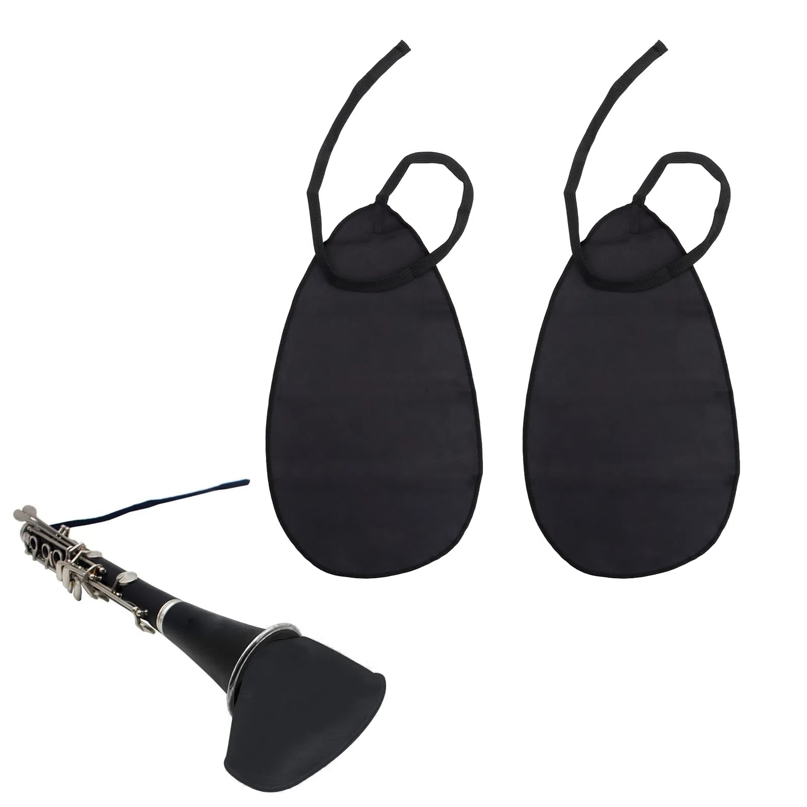 2Pcs Black Pull Through Clarinet Cleaning Cloth, Clarinet Saxophone Neck Body Pull-Through Cloth Set Premium Mouthpiece Tube Inside Microfibre Cloth for Flute Clarinet Saxophone Mouthpiece Instrument