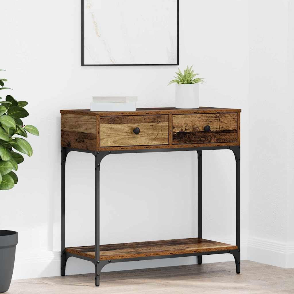 SXZenSpace Console Table Old Wood 75 x 34.5 cm Engineered Side with Drawer & Shelf for Living Room Hallway Bedroom
