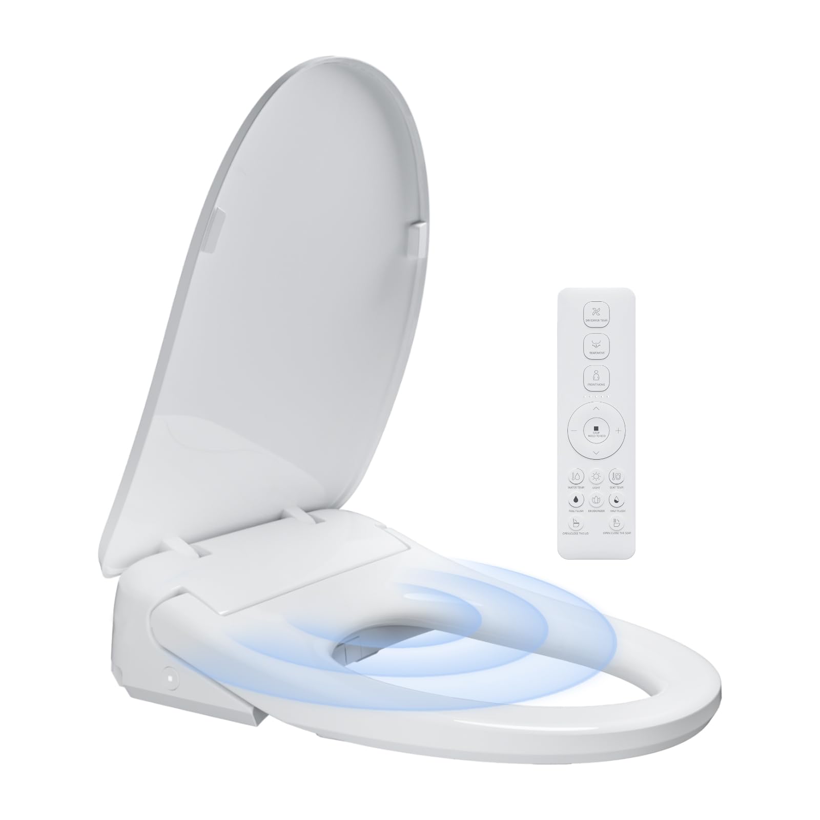 Asiento de inodoro de cierre automático, asiento de inodoro alargado, accesorio de bidé para inodoro con agua tibia sin fin