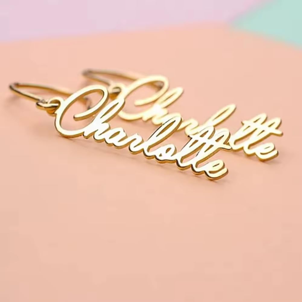 Pendientes de gota de plata de ley 925 personalizados con nombre vertical hechos a medida con cualquier nombre